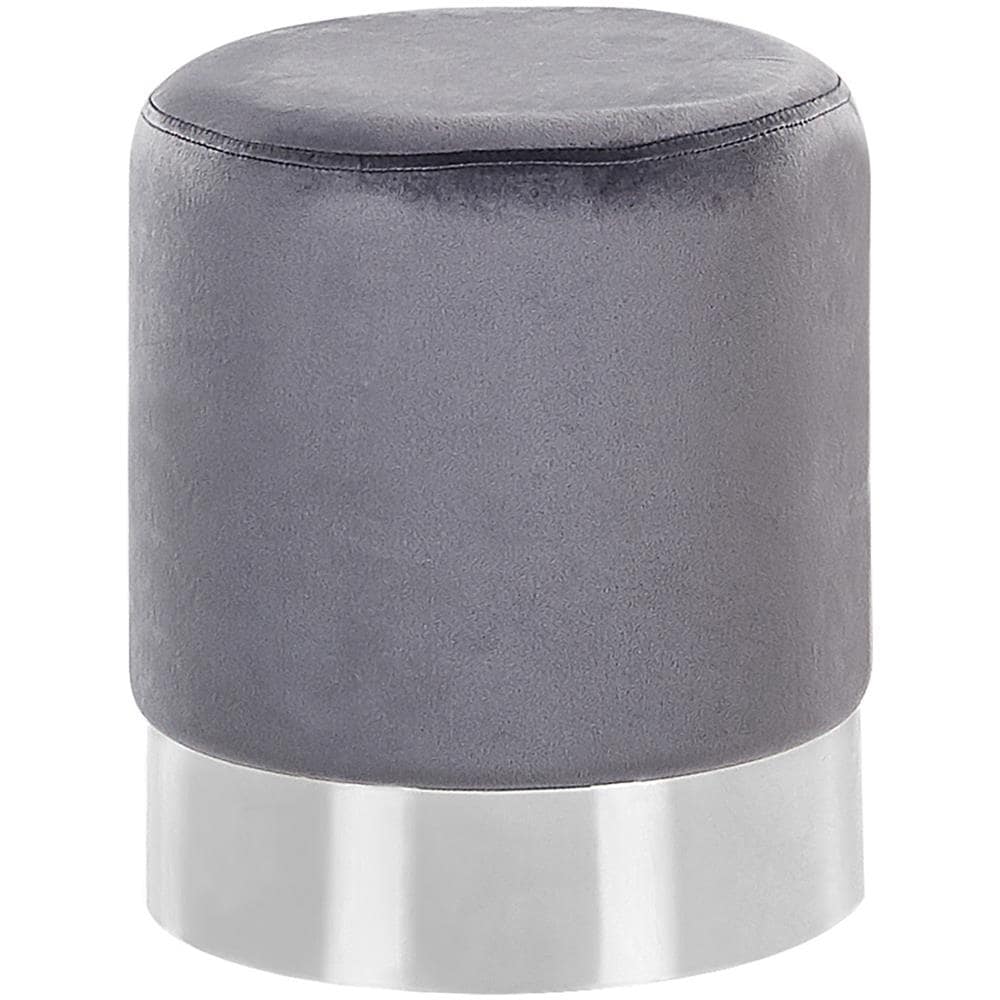 Pouf In Velluto Grigio Brigitte - Foto 1