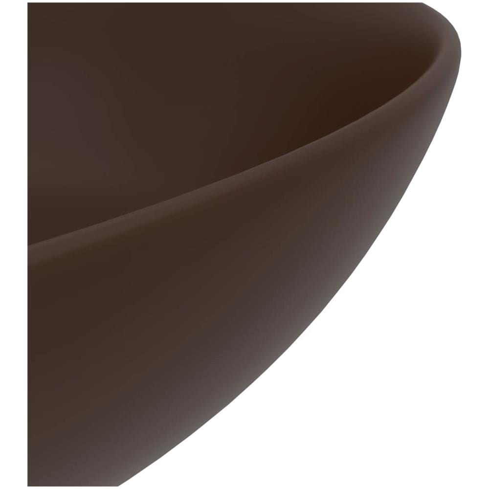 Lavandino da Bagno in Ceramica Marrone Scuro Rotondo - Foto 2