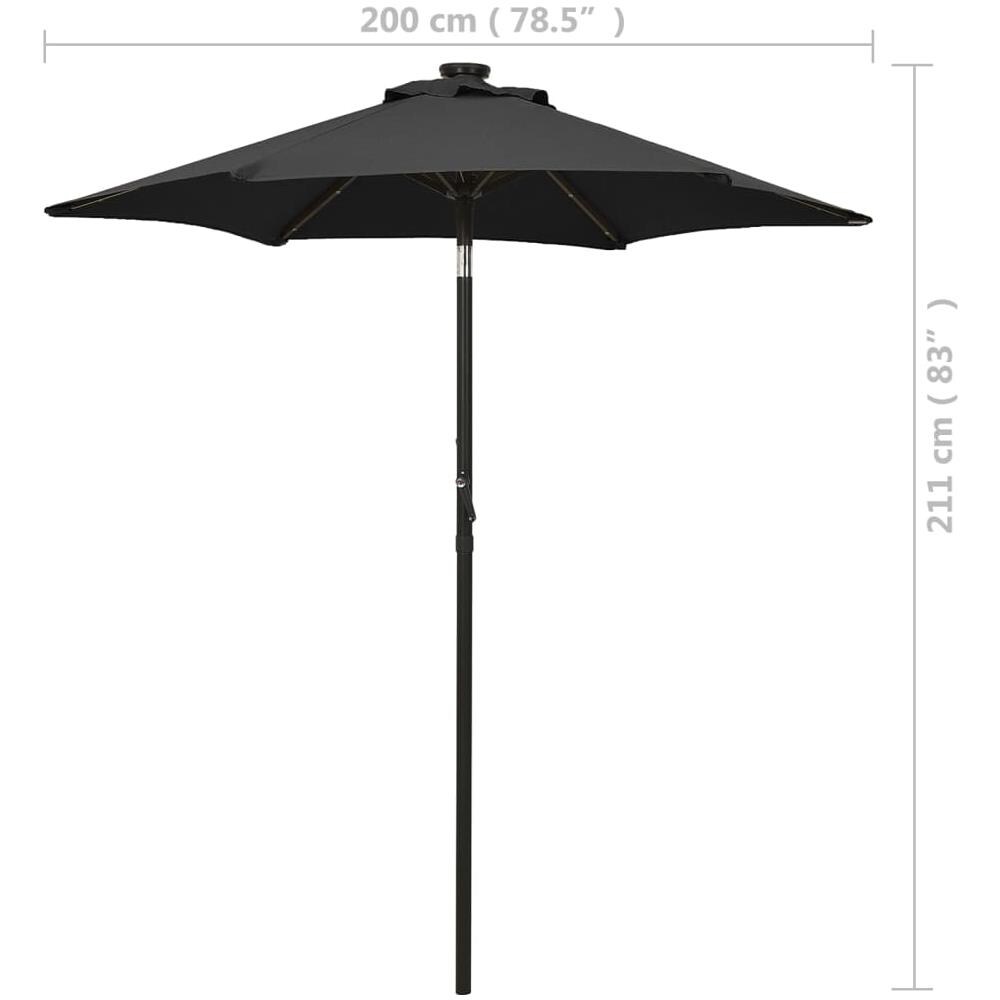 Ombrellone Con Led Nero 200x211 Cm In Alluminio - Foto 2