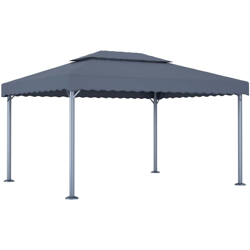 Gazebo con Pareti e Luci LED 400x300 cm Antracite in Alluminio - Foto 3