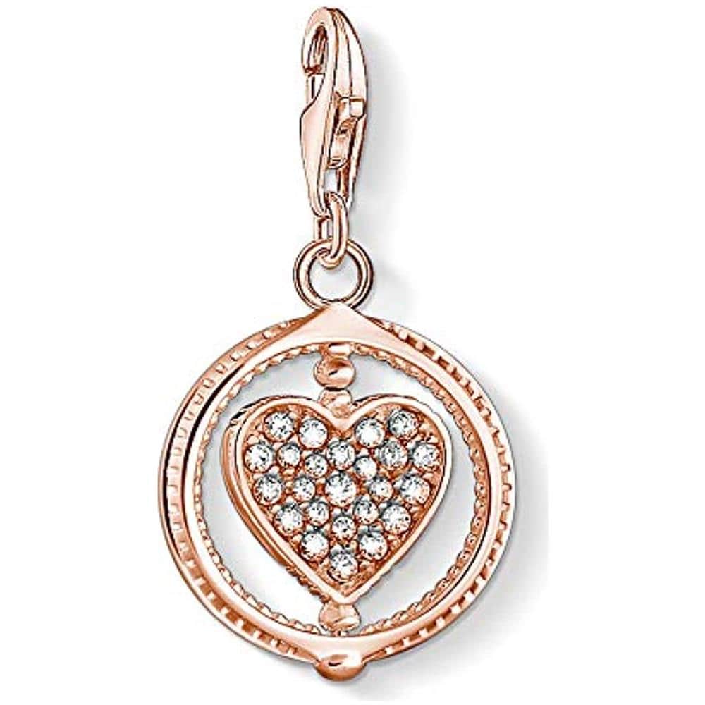 Ciondolo A Forma Di Cuore, In Argento Sterling Placcato Oro Rosa - Foto 1