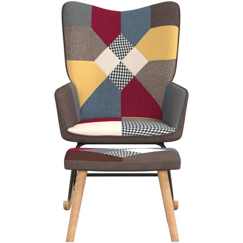 Sedia a Dondolo con Poggiapiedi in Tessuto Patchwork - Foto 3