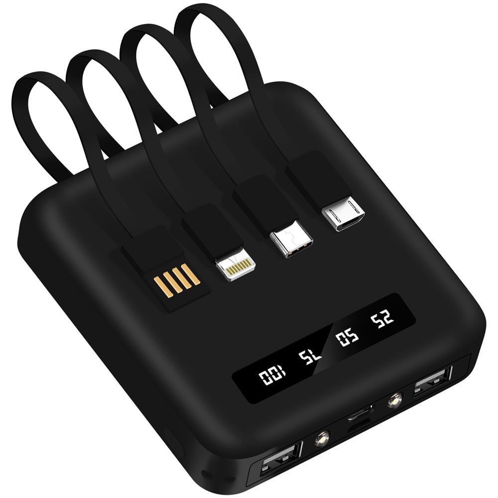 Batteria Esterna Smartphone E Tablet, Cavi Usb-c / Micro-usb / Lightning - Nero - Foto 1