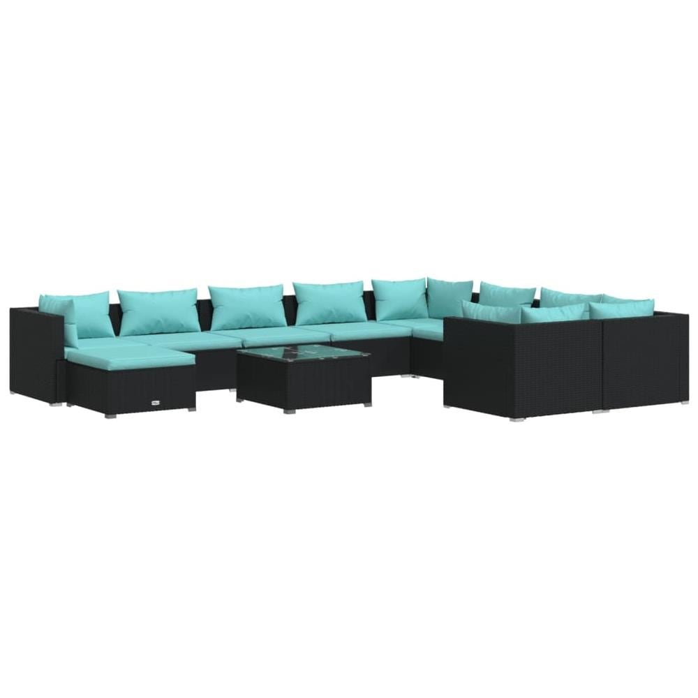 Set Divani Da Giardino 11 Pz Con Cuscini In Polyrattan Nero - Foto 1