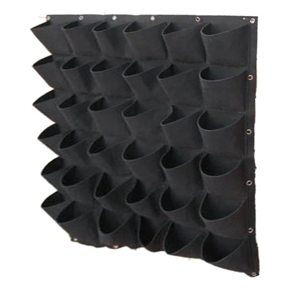 Borsa portafiori da parete, 36 tasche, borse portafiori verticali da parete per erbe aromatiche da interno ed esterno (1 m x 1 m, nero) – RAPANDA