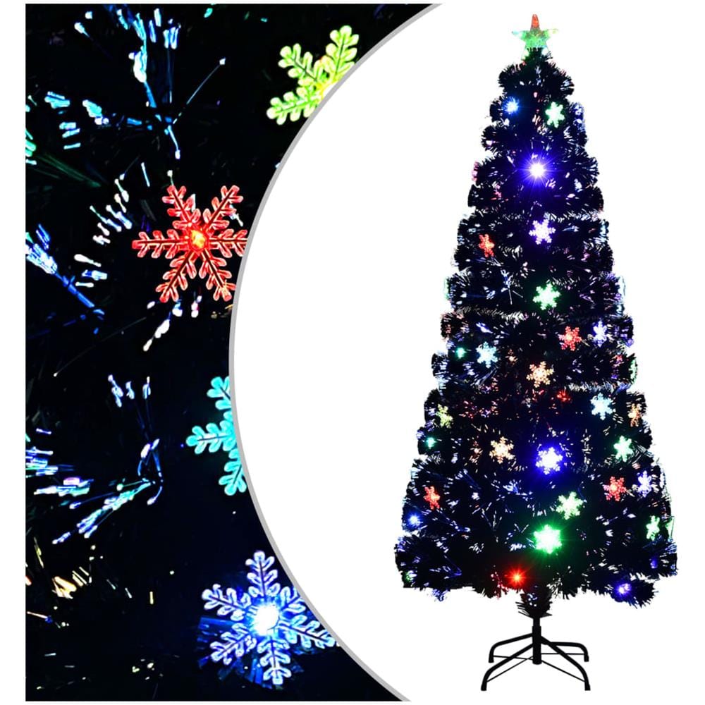 Albero Natale Con Fiocchi Di Neve A Led Nero 180cm Fibra Ottica - Foto 1