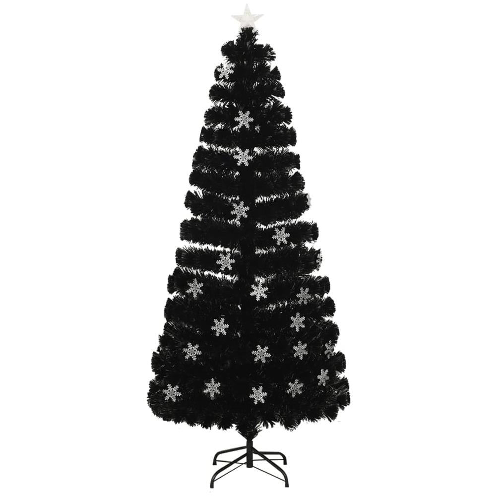 Albero Natale Con Fiocchi Di Neve A Led Nero 180cm Fibra Ottica - Foto 2