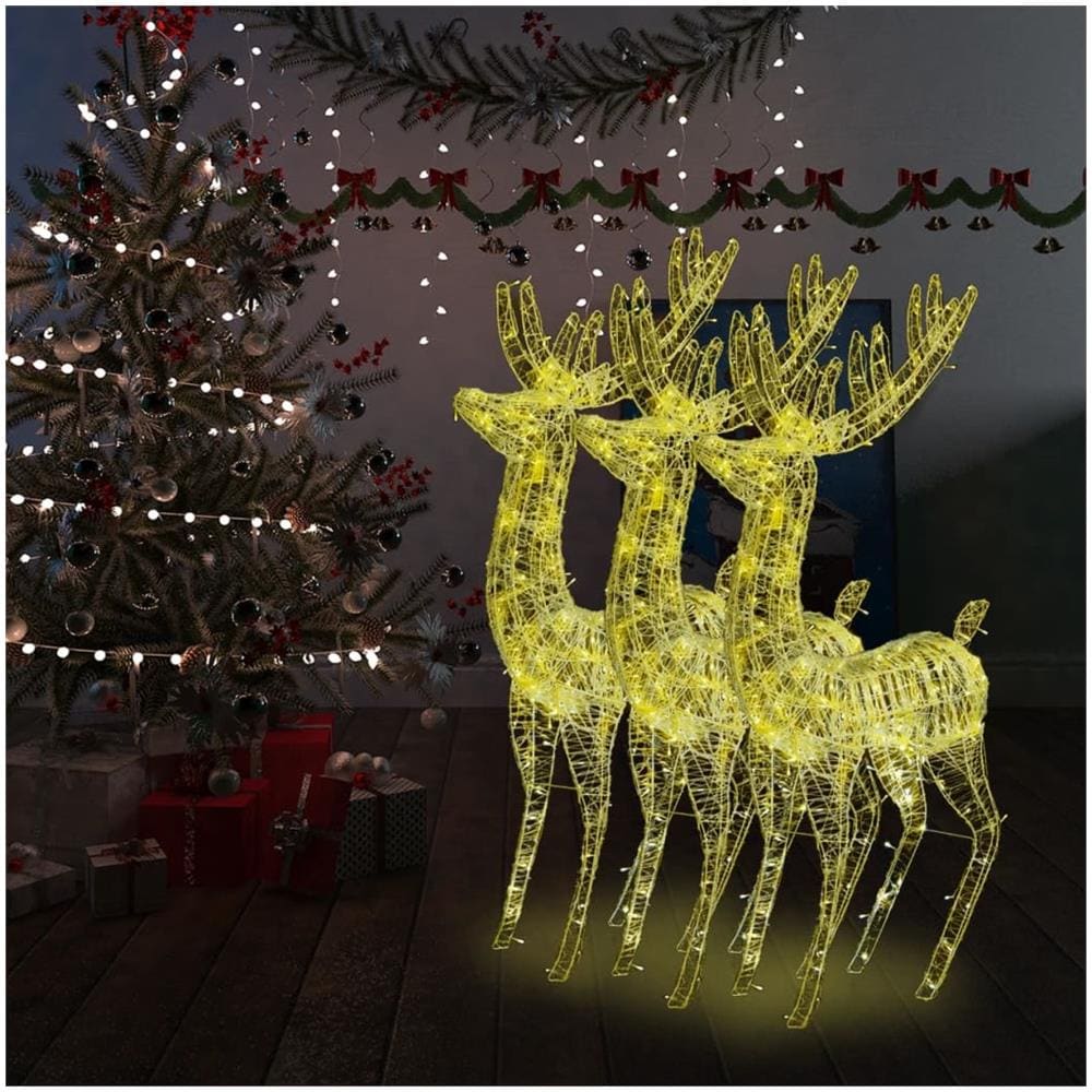 Renne Di Natale Xxl In Acrilico 250 Led 3 Pz 180cm Bianco Caldo - Foto 1