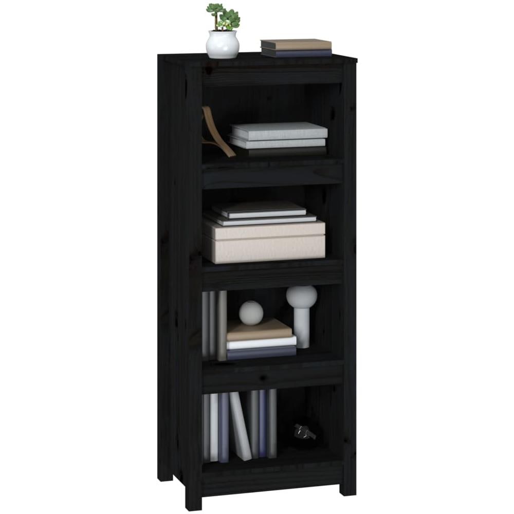 Libreria Nera 50x35x125,5 Cm In Legno Massello Di Pino - Foto 2