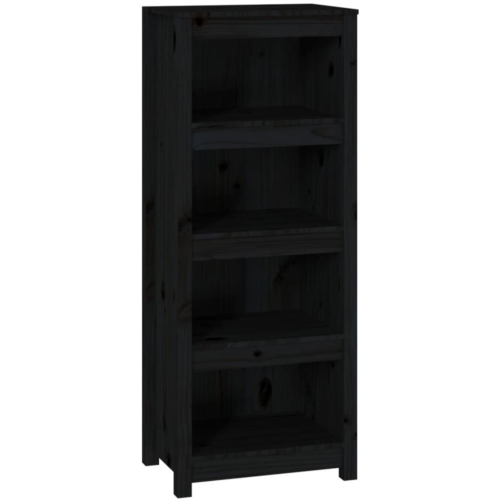 Libreria Nera 50x35x125,5 Cm In Legno Massello Di Pino - Foto 3