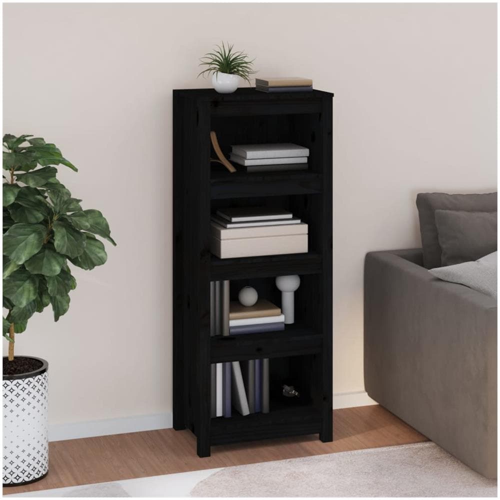 Libreria Nera 50x35x125,5 Cm In Legno Massello Di Pino - Foto 1