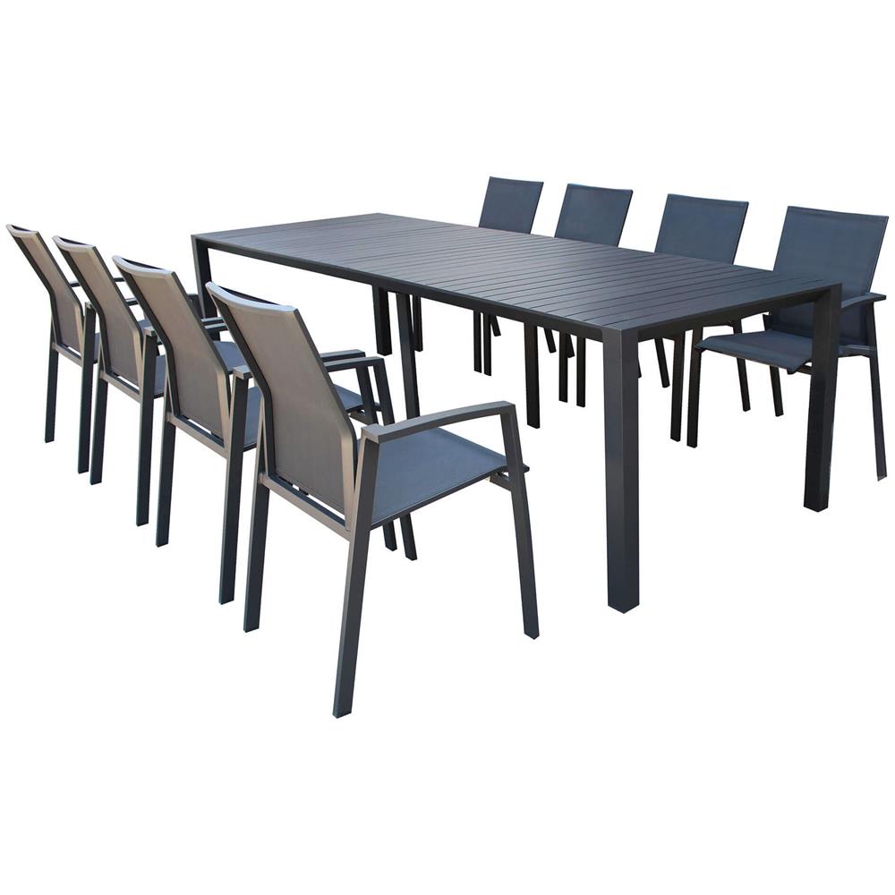 Arizona - Set Tavolo In Alluminio Cm 100 X 51,50/104/156/208/260 X 74 H Con 8 Poltrone Lotus - Foto 1