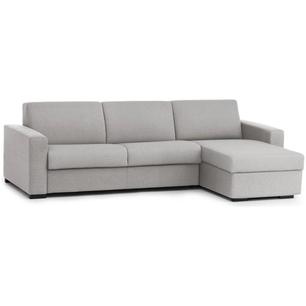 Divano Letto Alisea, Divano Ad Angolo, 100% Made In Italy, Sofà Con Apertura Girevole, Con Penisola Contenitore Reversibile, Con Braccioli Slim, Cm 260x95h90, Grigio - Foto 3