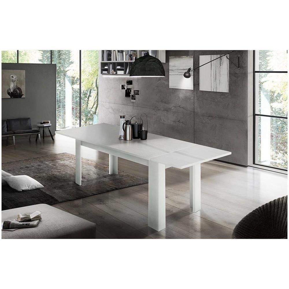 Tavolo Allungabile Nanni, Consolle Allungabile Fino A 10 Posti, Consolle Estensibile 100% Made In Italy, Cm 140/190x90h75, Bianco Lucido Larice - Foto 1