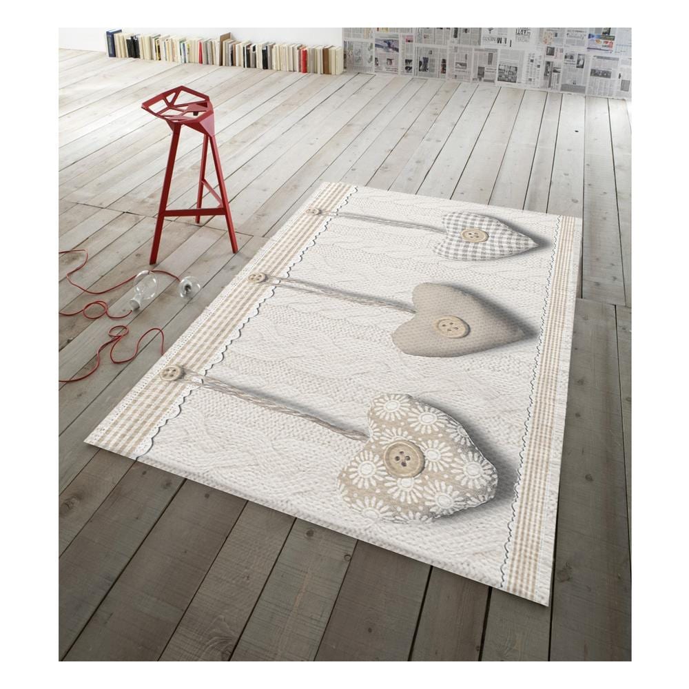 Tappeto Antiscivolo In Stampa Digitale Linea Pensieri Delicati Dis. Cuore Appeso 152x230 Beige - Foto 1
