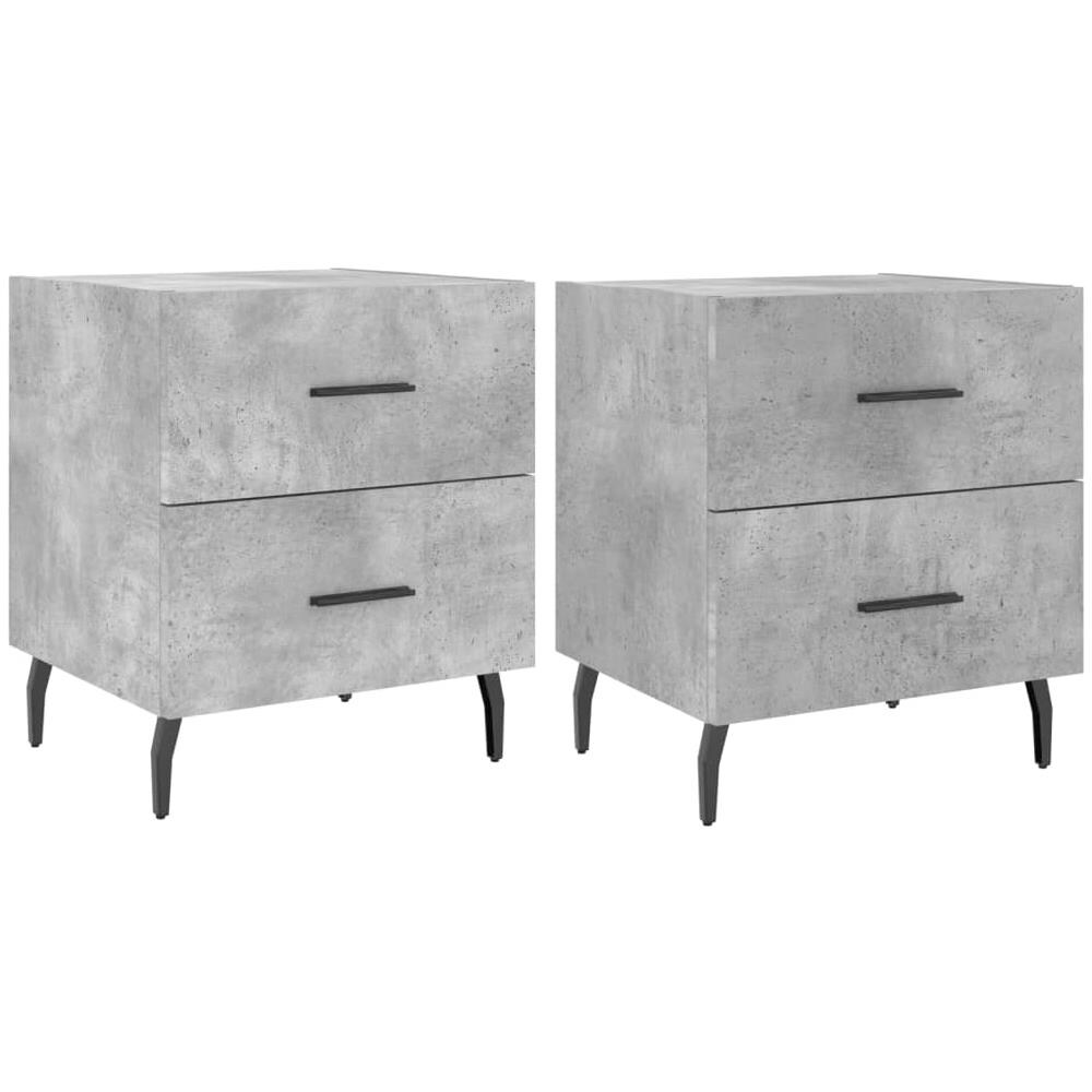Comodini 2 Pz Grigio Cemento 40x35x47,5 Cm In Legno Multistrato - Foto 2