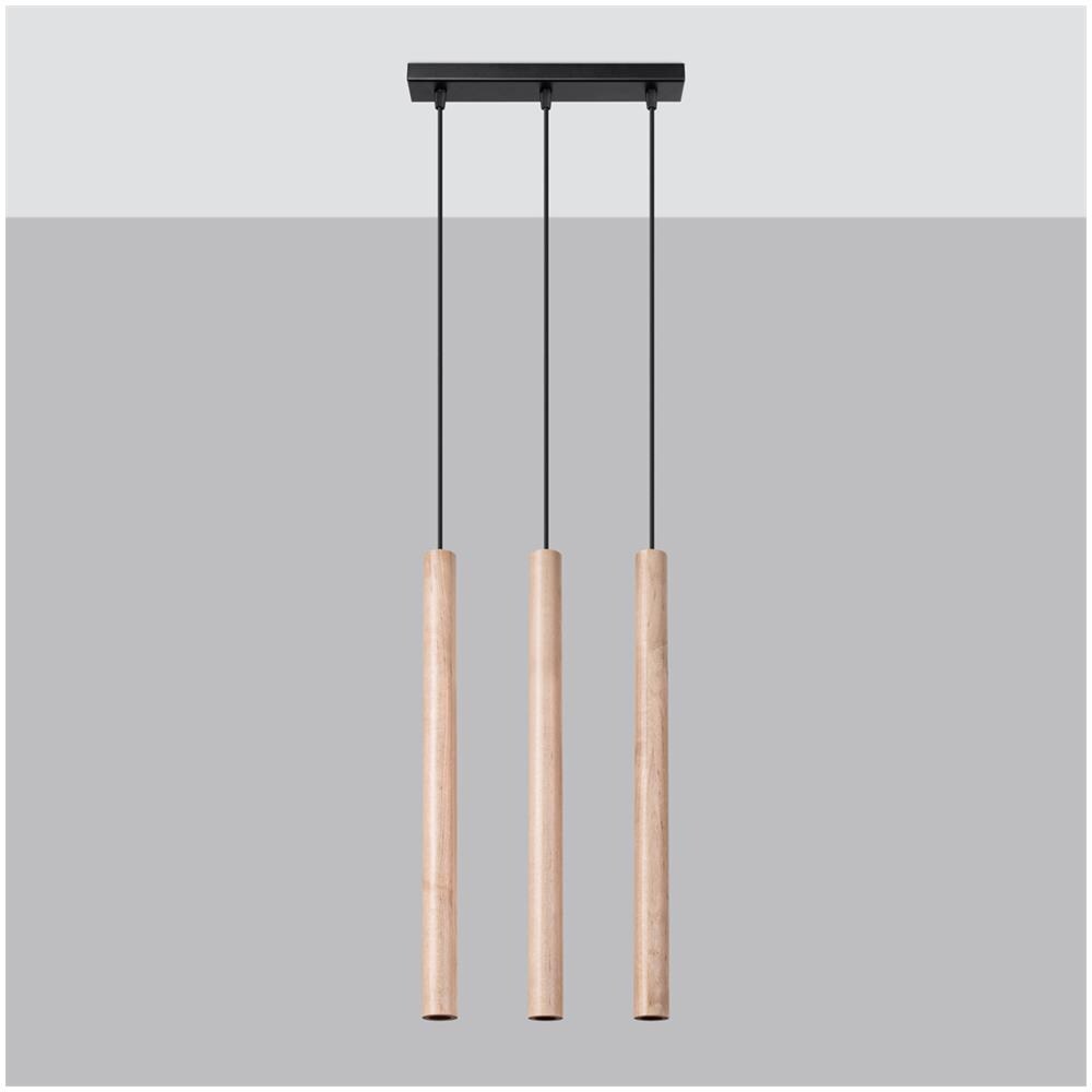 Lampada A Sospensione Pastelo 3l Legno Sl. 1267 - Moderno Lampade A Sospensione Legna 110x30x5 Cm - Foto 2
