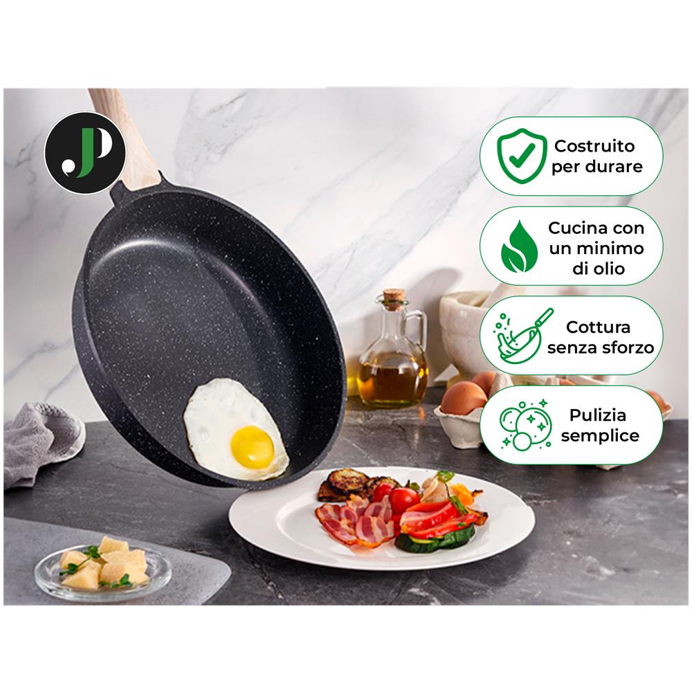 Set Pentole, Padelle e Spatole Antiaderenti a Induzione 12 Pezzi Nero - Foto 6