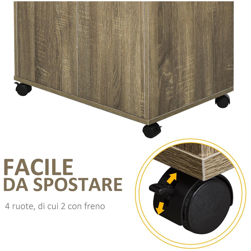 Mobile Cucina Multiuso con 4 Ruote, Armadietto e Ripiano per Microonde, 60.4x40.3x97cm - Grigio - Foto 6