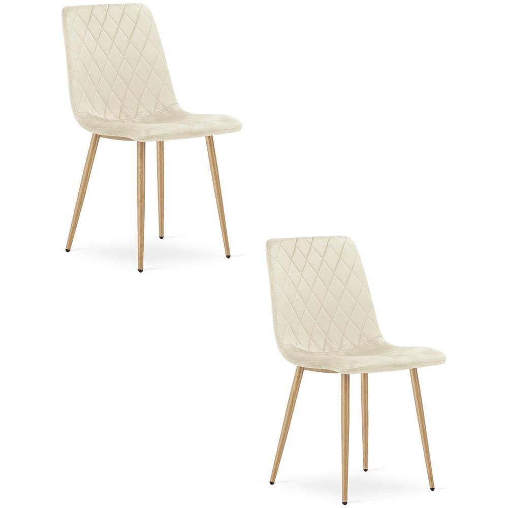 TURIN Sedia in velluto - Beige chiaro x 2 - Foto 1