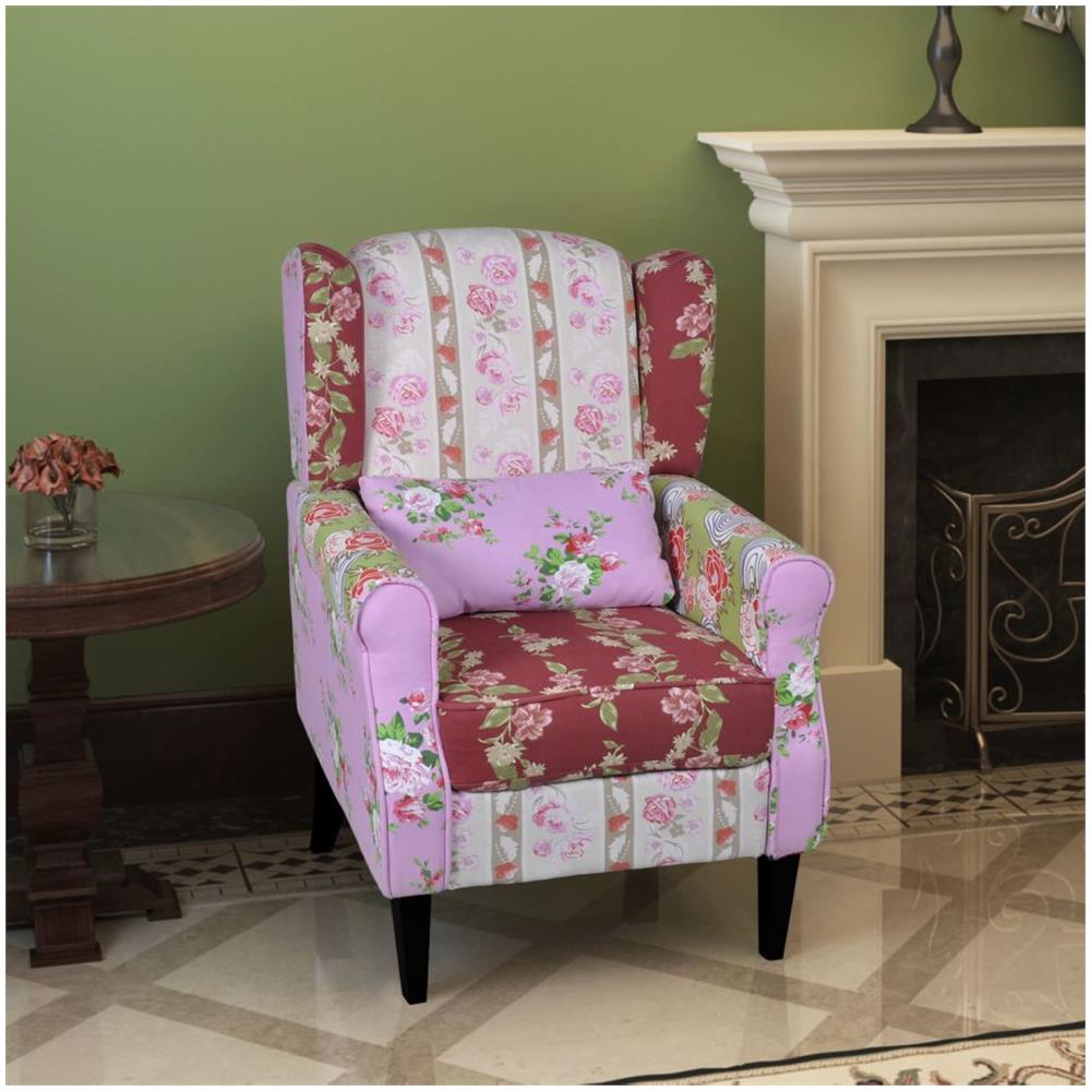Poltrona Relax Patchwork Design Floreale Stile Pastorale - Foto 2