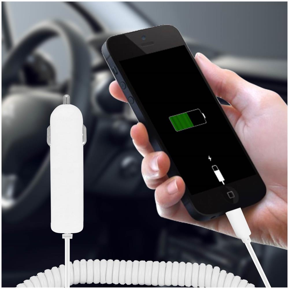 Alimentatore Caricabatterie Accendisigari Connettore Iphone / Ipad - Bianco - Foto 6