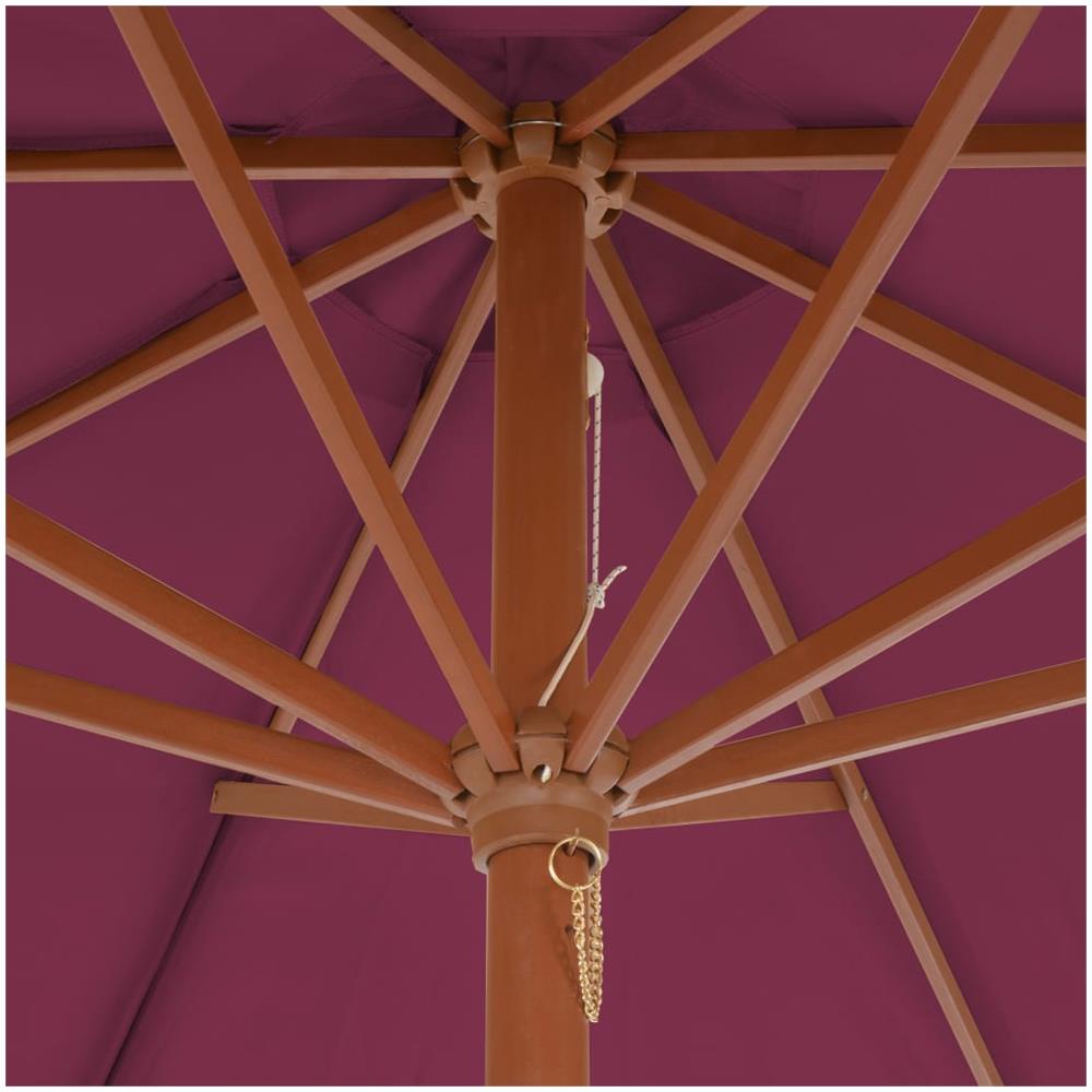 Ombrellone Da Esterni Con Palo In Legno 300 Cm Rosso Bordò - Foto 2