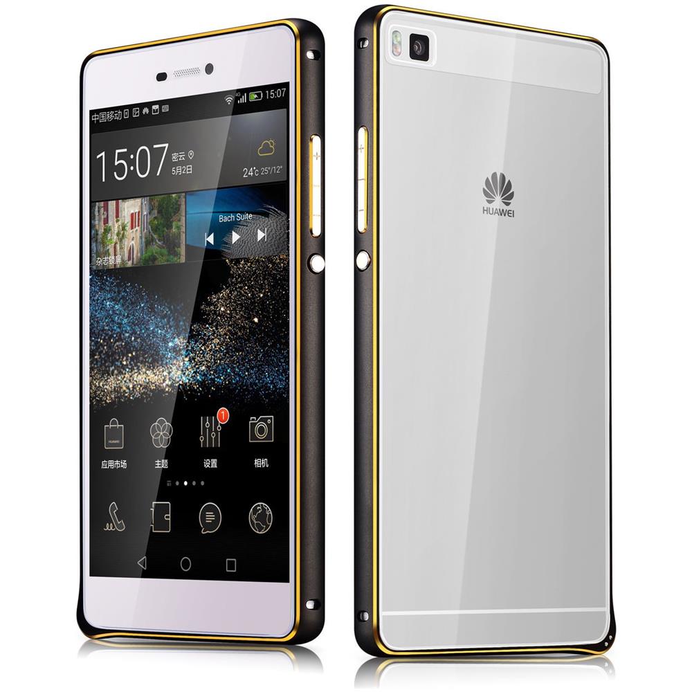 Huawei P8 Ultra Sottile Del Respingente Di Tpu Scafo Nero E Telaio In Alluminio - Foto 1