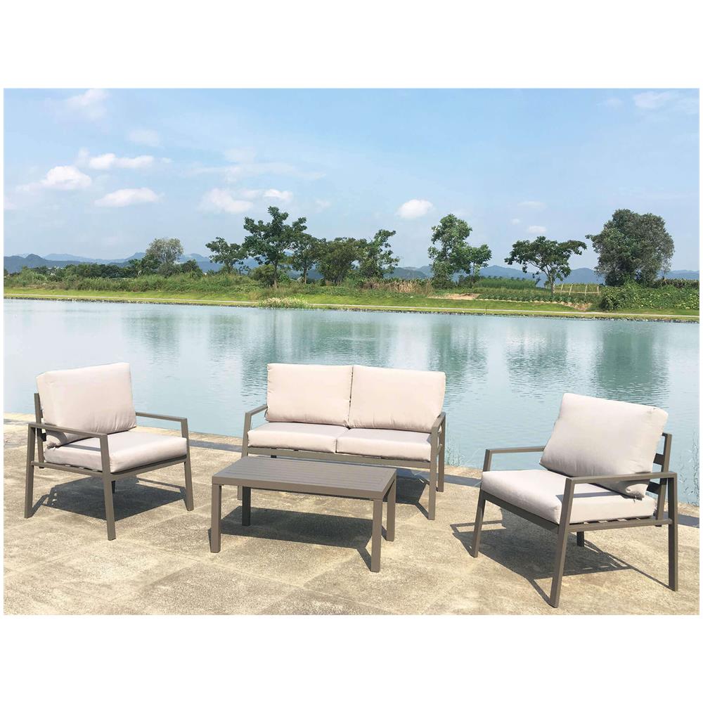 Lucius - Salotto Da Giardino In Alluminio E Poliestere - Foto 4