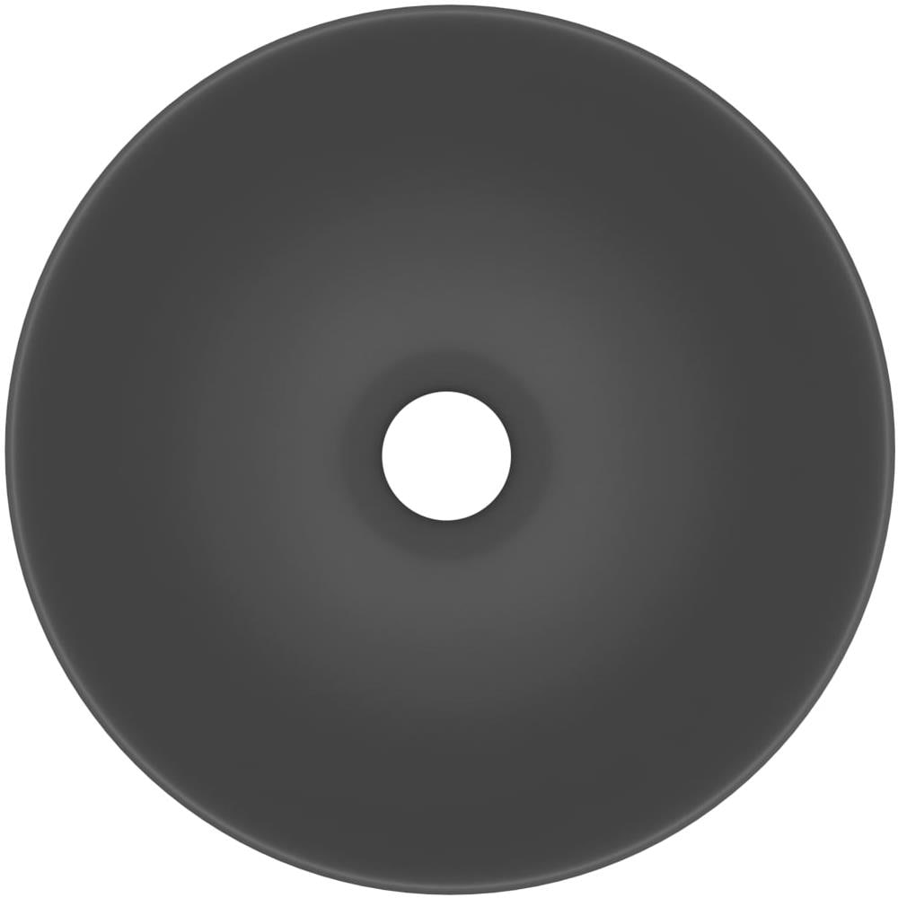 Lavandino da Bagno in Ceramica Grigio Scuro Rotondo - Foto 2