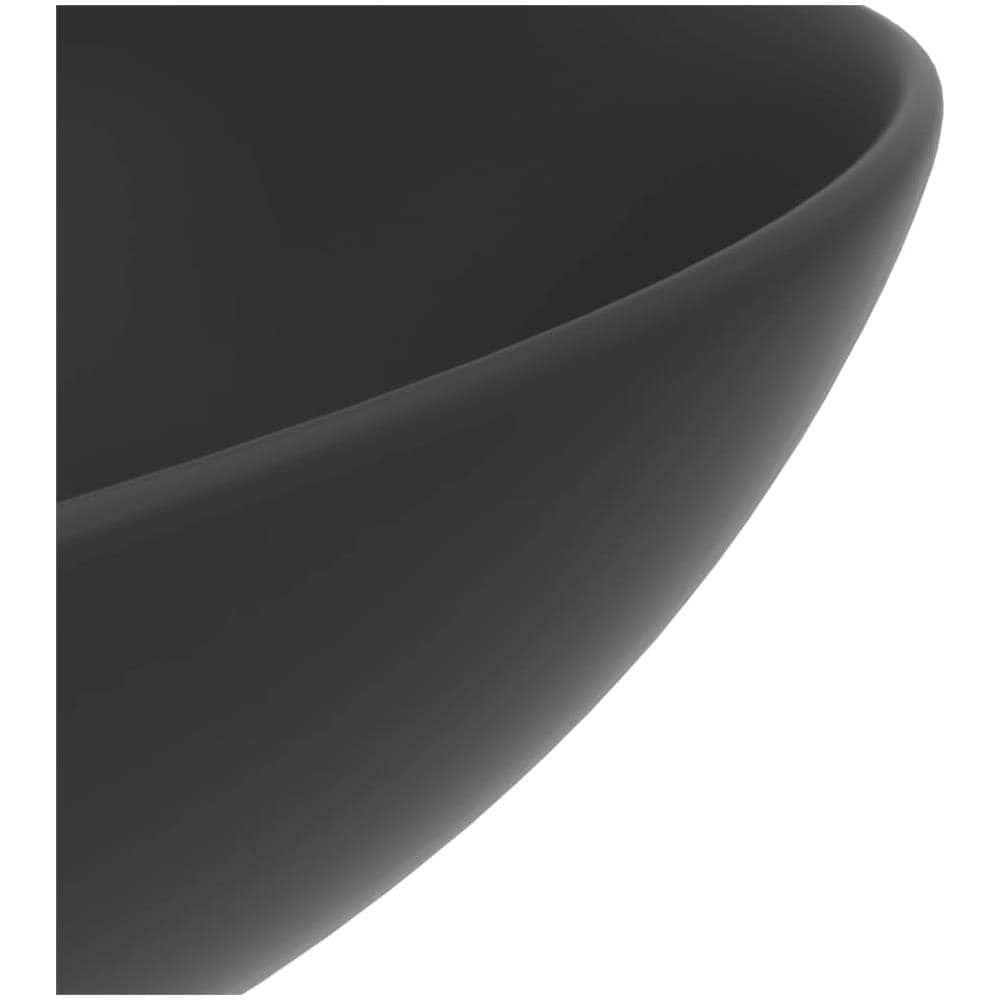 Lavandino da Bagno in Ceramica Grigio Scuro Rotondo - Foto 4