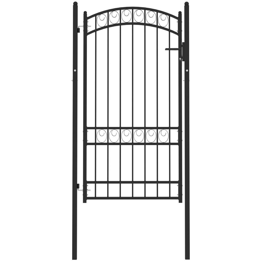 Cancello Per Recinzione Ad Arco In Acciaio 100x175 Cm Nero - Foto 1