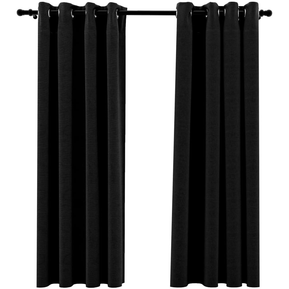 Tende Oscuranti Effetto Lino 2 pz 140x175 cm Antracite - Foto 1