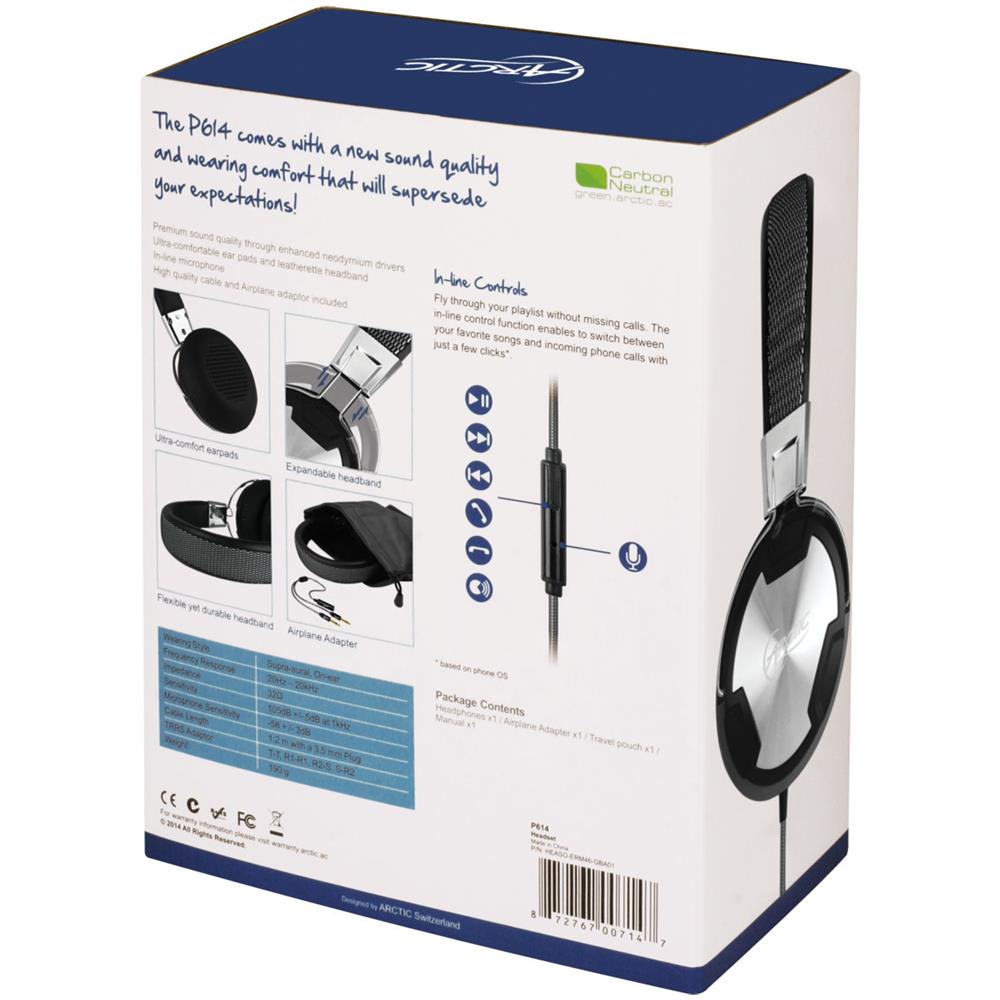 P614, Stereofonico, 3.5 mm (1/8") , Padiglione auricolare, Nero, Argento, Cablato, Sovraurale - Foto 10