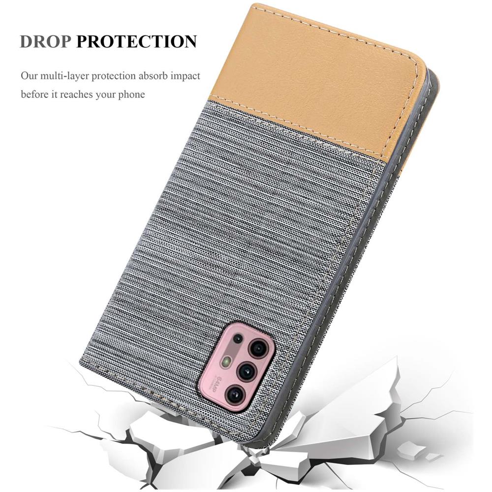 Custodia Compatibile Con Motorola Moto G10 / G30 In Grigio Chiaro Marrone - Coperchio Protettiva Con Chiusura Magnetica, Funzione Stand E Tasca Per Le Carte - Foto 8