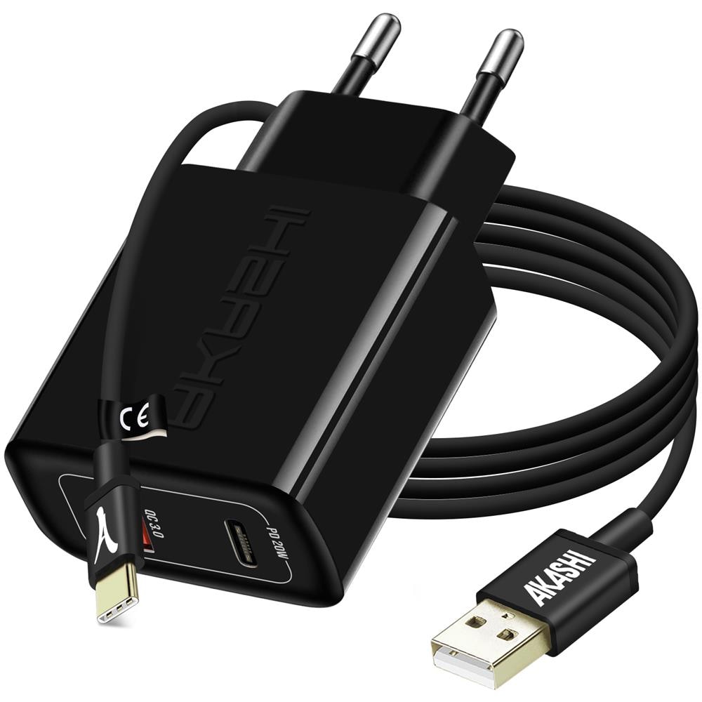 Caricatore Usb / usb-c 20w + Cavo Usb A Lightning, Quick Charge 3.0, Nero - Foto 1