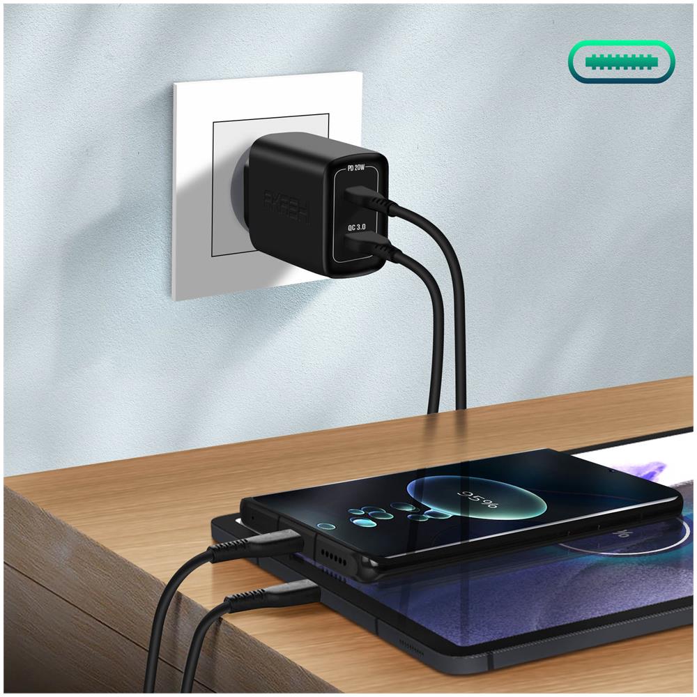 Caricatore Usb / usb-c 20w + Cavo Usb A Lightning, Quick Charge 3.0, Nero - Foto 2