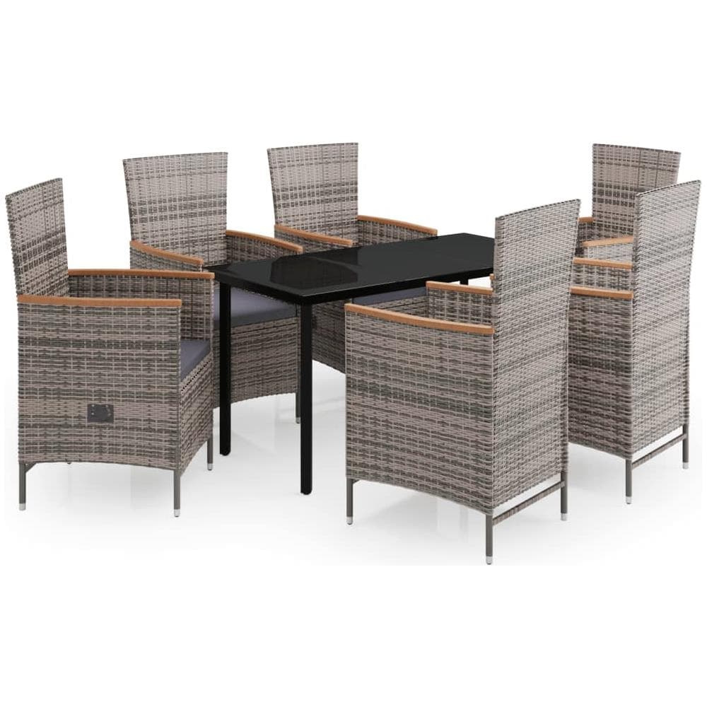 Set Mobili Da Pranzo Da Giardino Grigio 7 Pz Con Cuscini - Foto 2