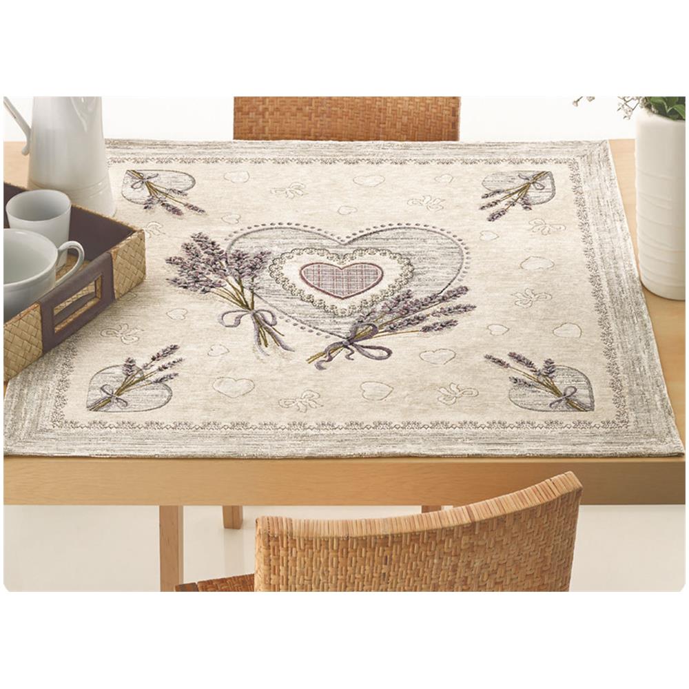Tovaglia Copritavolo Centrino Runner Tavola Fantasia Floreale Lavanda Made Italy 90x90 Lavanda - Foto 1