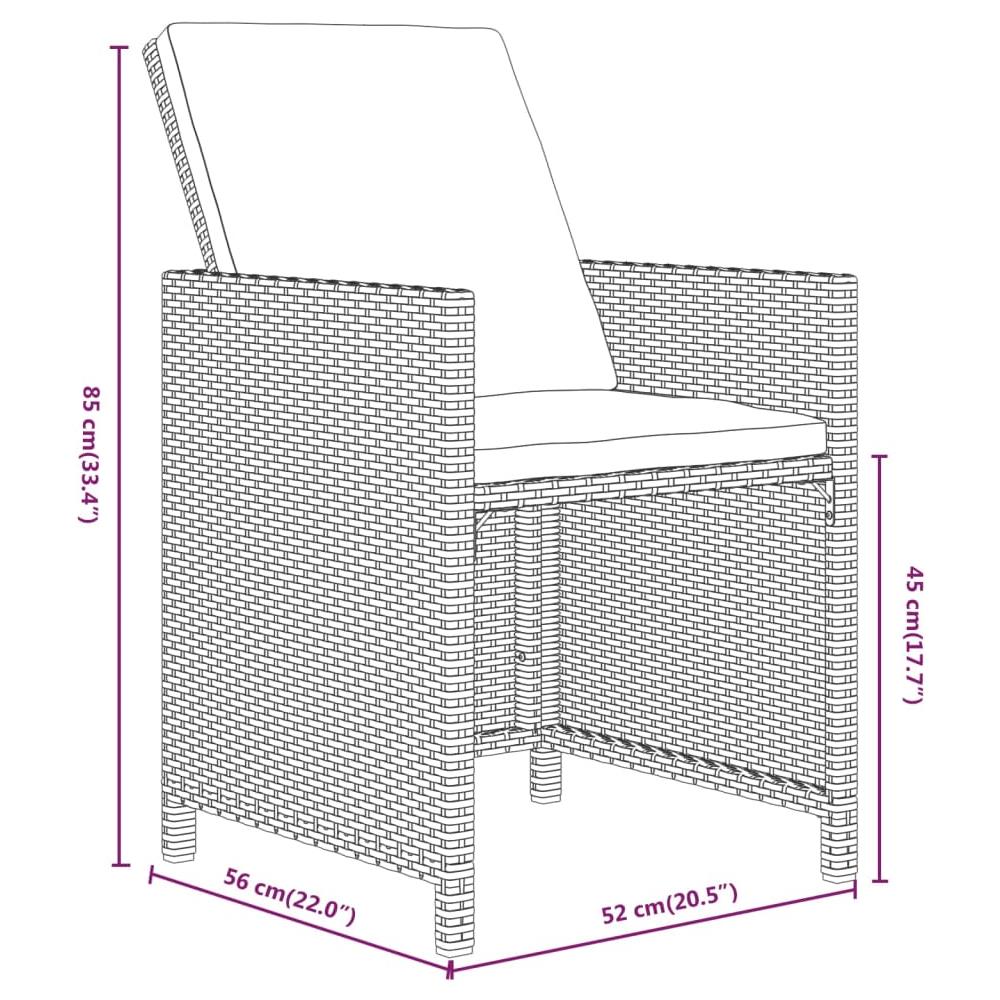 Set Da Pranzo Per Giardino 15 Pz Con Cuscini Polyrattan Grigio - Foto 1