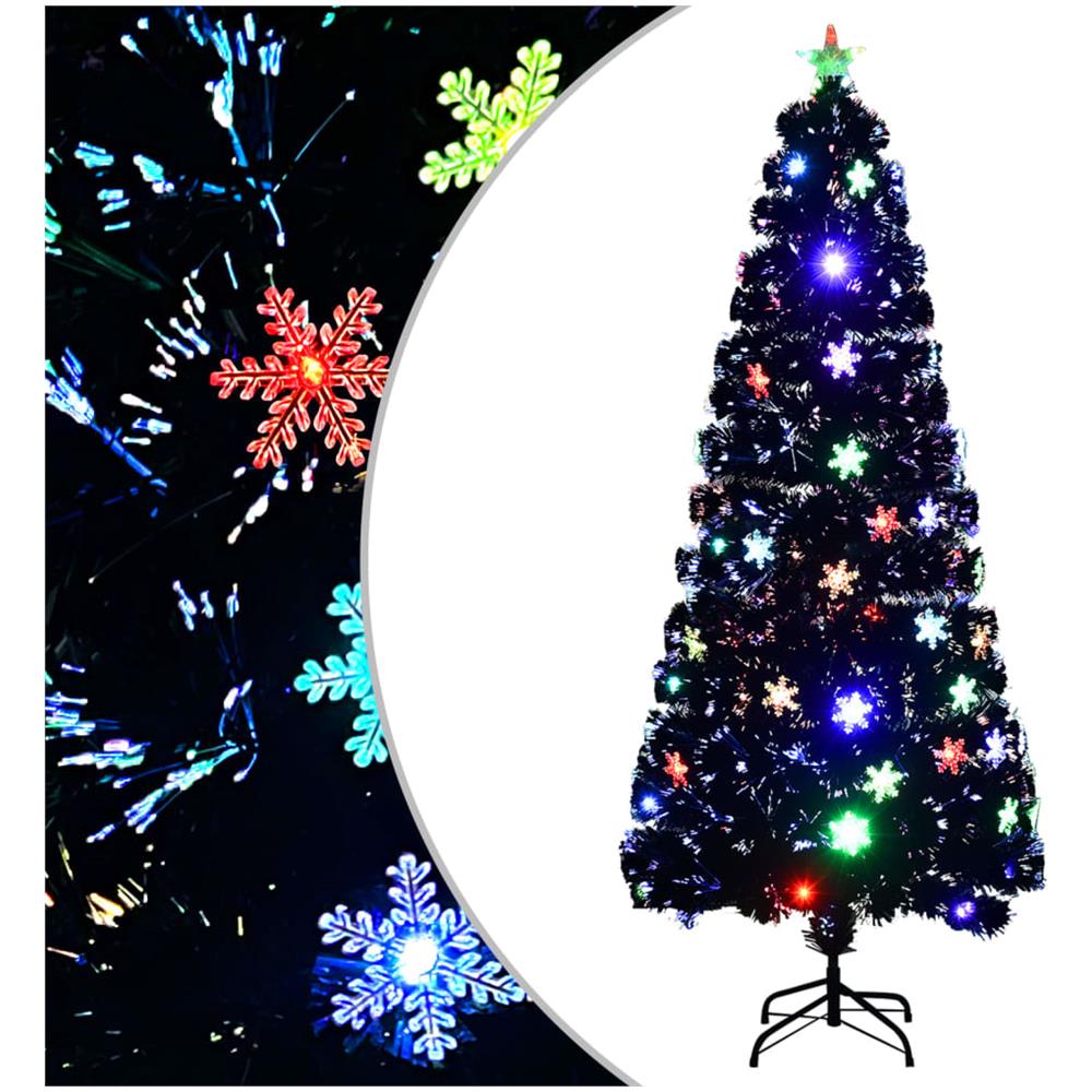 Albero Natale Con Fiocchi Di Neve A Led Nero 210cm Fibra Ottica - Foto 1
