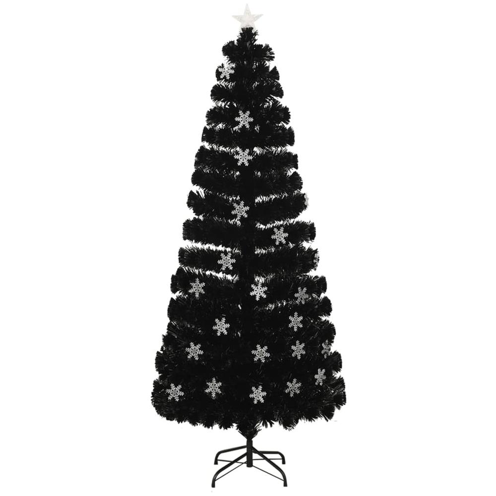 Albero Natale Con Fiocchi Di Neve A Led Nero 210cm Fibra Ottica - Foto 2