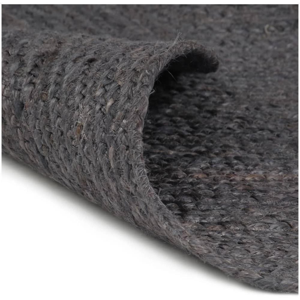 Tappeto Lavorato A Mano In Juta Rotondo 240 Cm Grigio Scuro - Foto 2