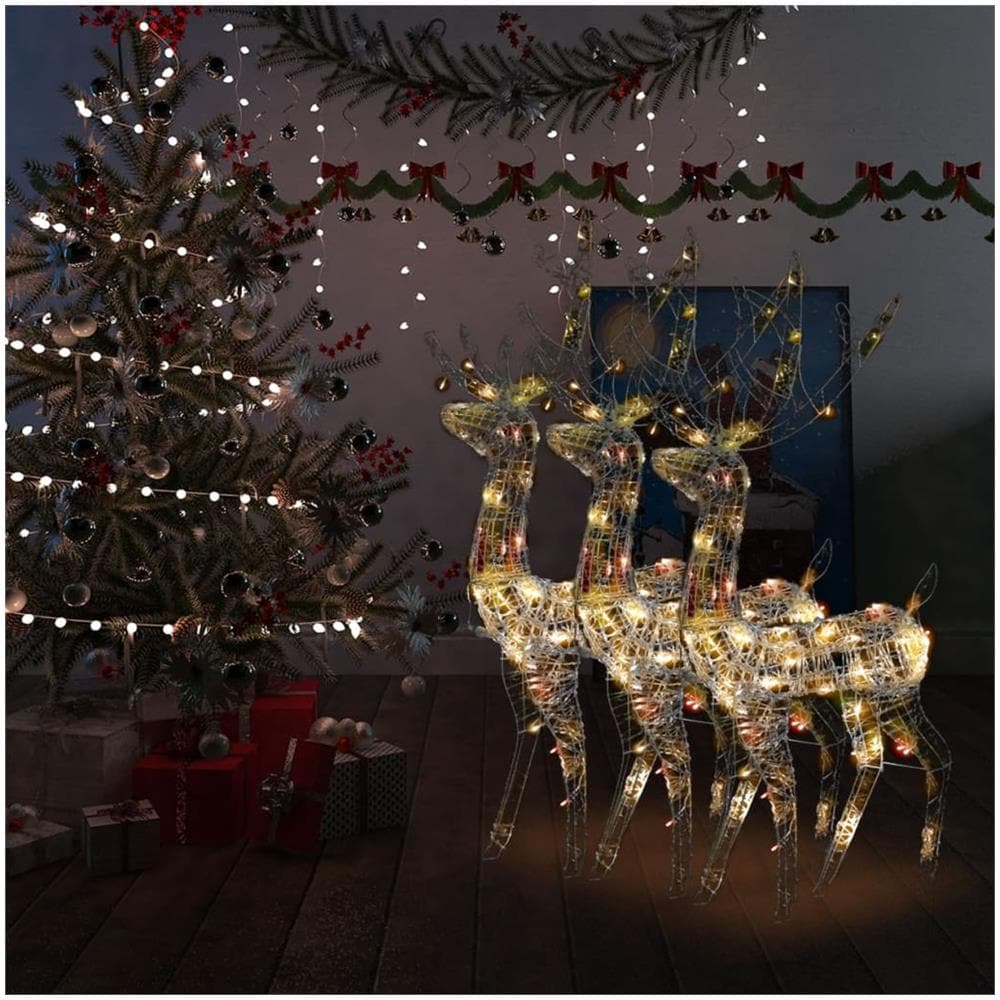 Decorazioni Natalizie In Acrilico Renne 3 Pz 120 Cm Multicolore - Foto 1