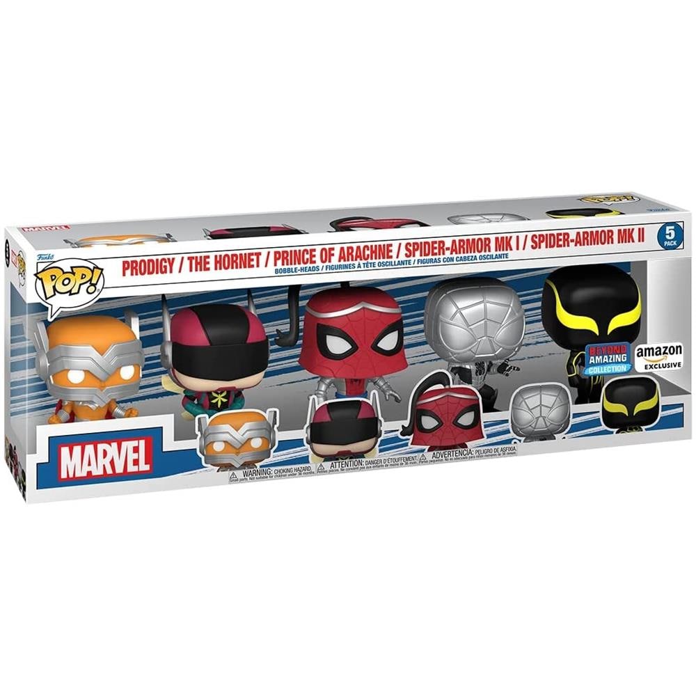 Pop! 5-pack: Marvel: Spider-man - Prodigy / The Hornet / Prince Of Arachne / Spider-armor Mk I / Spider-armor Mk Ii (amazon Exclusive) - Foto 1