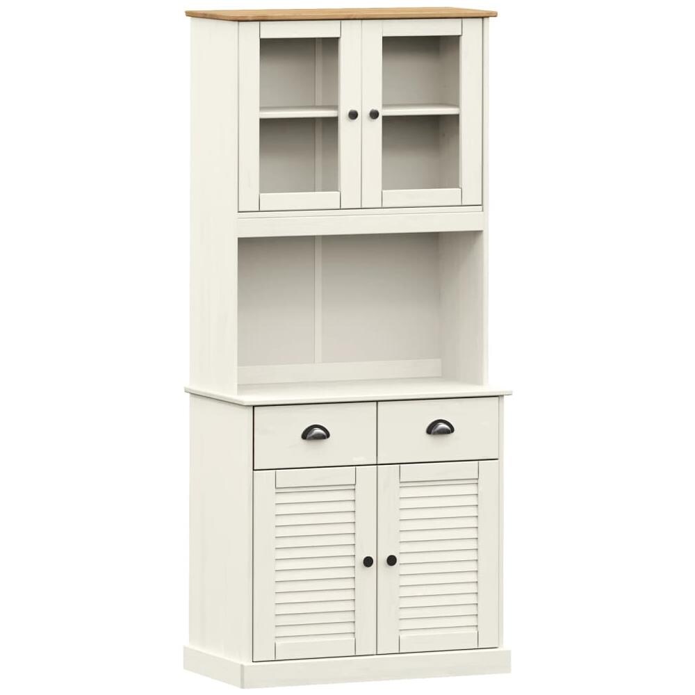 Credenza Vigo Bianca 78x40x175 Cm In Legno Massello Di Pino - Foto 2