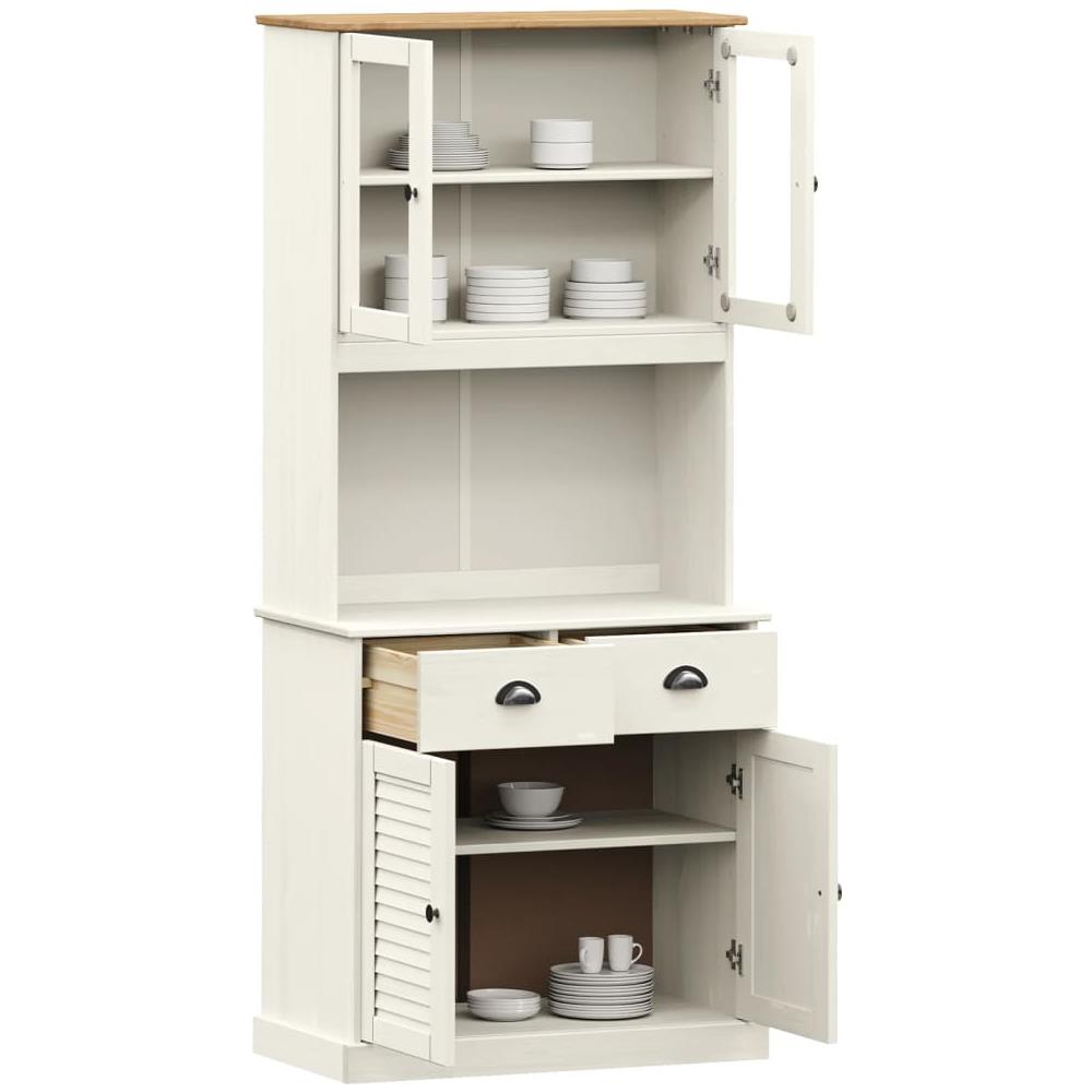 Credenza Vigo Bianca 78x40x175 Cm In Legno Massello Di Pino - Foto 3