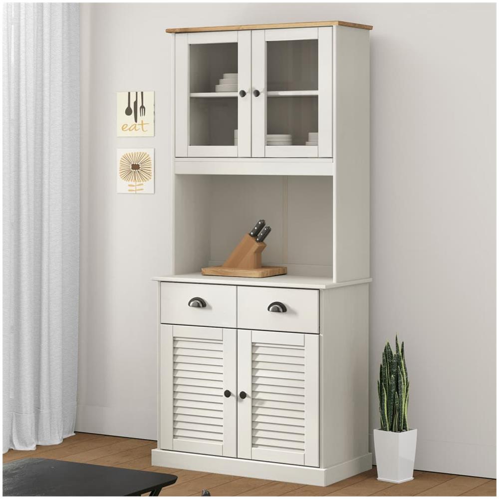 Credenza Vigo Bianca 78x40x175 Cm In Legno Massello Di Pino - Foto 1