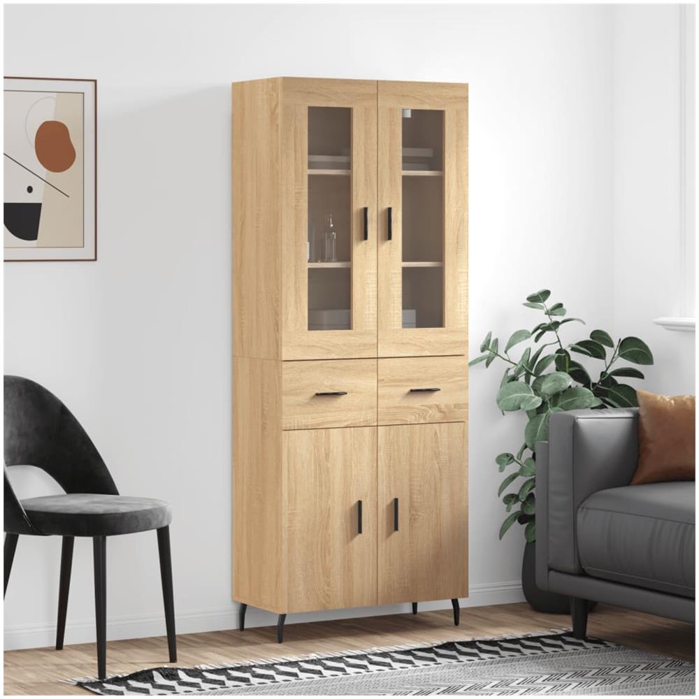 Credenza Rovere Sonoma 69,5x34x180 Cm In Legno Multistrato - Foto 1