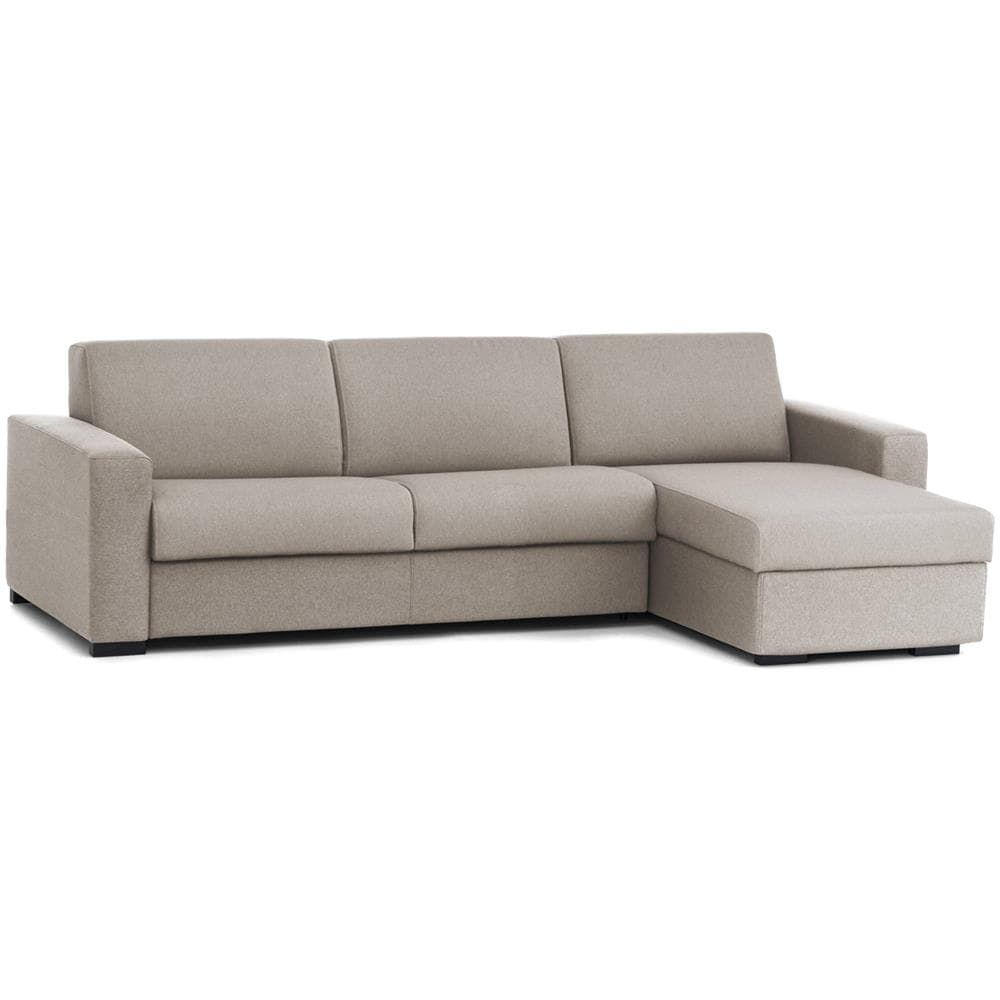 Divano Letto Alicya, Divano Ad Angolo, 100% Made In Italy, Sofà Con Apertura Girevole, Con Penisola Contenitore Reversibile, Con Braccioli Standard, Cm 280x95h90, Tortora - Foto 2